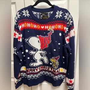 Peanuts Snoopy Christmas Sweater Size M Blue Holiday Ugly Sweater
